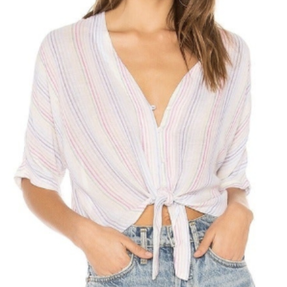 Rails Thea Button Up In Isla Stripe Short Sleeve … - image 1